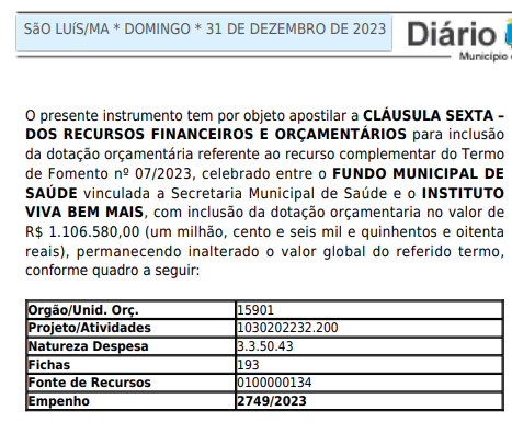 Prefeitura de São Luís repassa R$ 9,3 milhões em emendas parlamentares na virada do ano